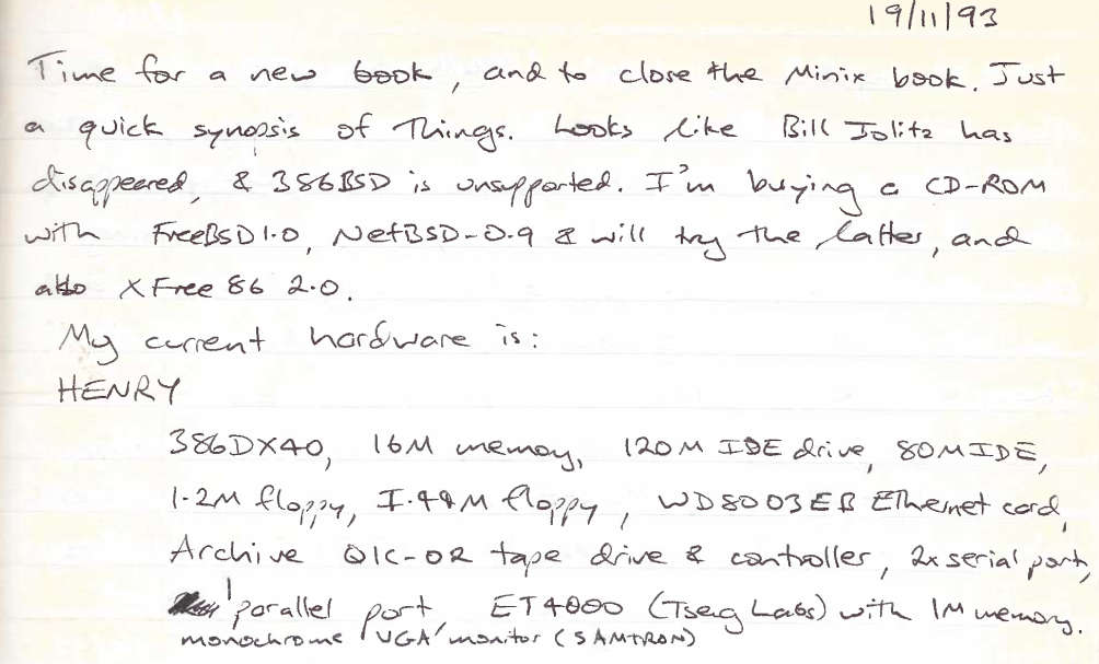 First BSD journal entry