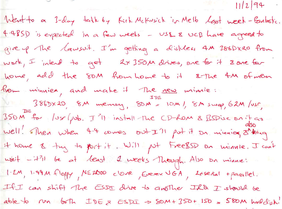 Feb 1994 journal entry